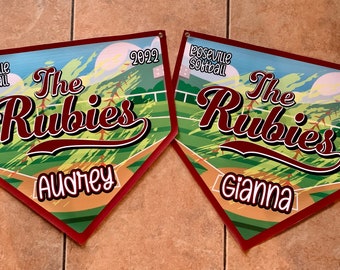 Custom Little League Baseball/Softball Vinyl Banners, Flags, Pennants, Home Plate Shape *FREE HOOKS*