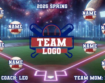 Custom 3x5 Vinyl Sports Banner | Baseball Softball T-Ball Backgrounds | Personalized Team Dugout Banner | Custom Team Banner | FREE SHIPPING