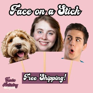 Custom Face on a Stick | Big Head Cutouts for Bachelorette Parties, Weddings, Events, & Fun Celebrations | Photo Face Mask | Pet Face Fans