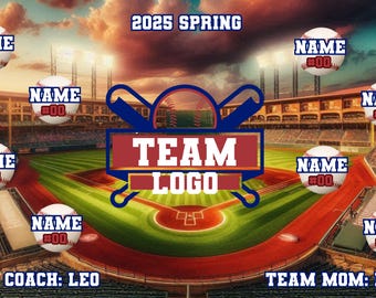 Custom 3x5 Vinyl Sports Banner | Baseball Softball T-Ball Backgrounds | Personalized Team Dugout Banner | Custom Team Banner | FREE SHIPPING