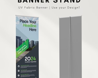 Customized Retractable Banner Stand - FREE SHIPPING | UV Fabric | Perfect for Events Businesses Corporate Birthday Weddings etc. | 33"x81"