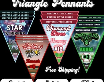 Custom Triangle Pennants | Baseball & Softball Banner Template | Personalized Team Pennants | Sports Banner | Rookie of the Year | Dugout