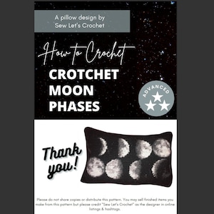 Crochet Moon PATTERN ONLY phases astrology full moon bruja witch Solar system sky stars universe planets nasa graph pixel cozy pillow