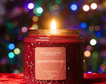 クランプスナハト限定版スモークド・ウード・センテッドキャンドル（エンボス加工ガラス容器入り）