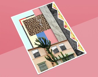 Lola Art Print, Abstract, Collage, Palm Springs, California, Cactus, Giclee, Pastel, Surreal
