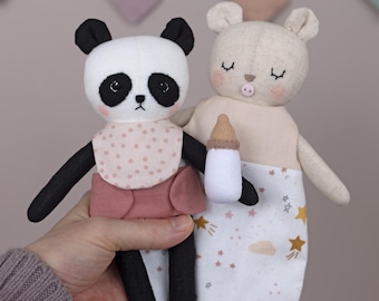 Modello di cucito per orsacchiotto di peluche in PDF - crea una bambola di stoffa / un peluche a forma di orso o panda - di Studio Seren patterns