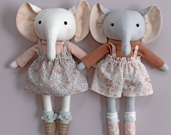 Elephant sewing pattern PDF - make a stuffed elephant doll / stuffed animal toy for elephant gifts / elephant baby shower - by Studio Seren