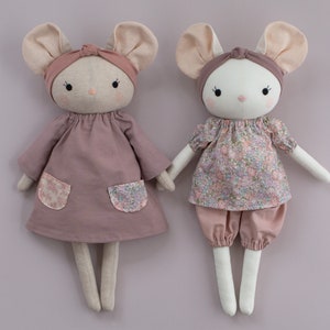 Mouse sewing pattern PDF -make a cloth mouse doll / stuffed animal toy and clothes - by Studio Seren