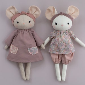 handmade mouse dolls made with studio seren mouse sewing pattern