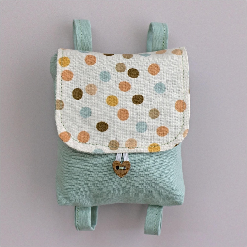 Doll backpack made with Studio Seren doll backpack sewing pattern