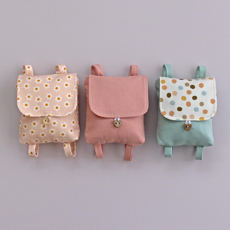 Doll backpack made with Studio Seren doll backpack sewing pattern