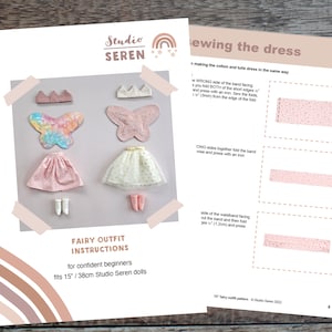Fairy doll dress PDF sewing pattern and tutorial Studio Seren doll clothes pattern Make a doll fairy for a Christmas/girls birthday gift image 10