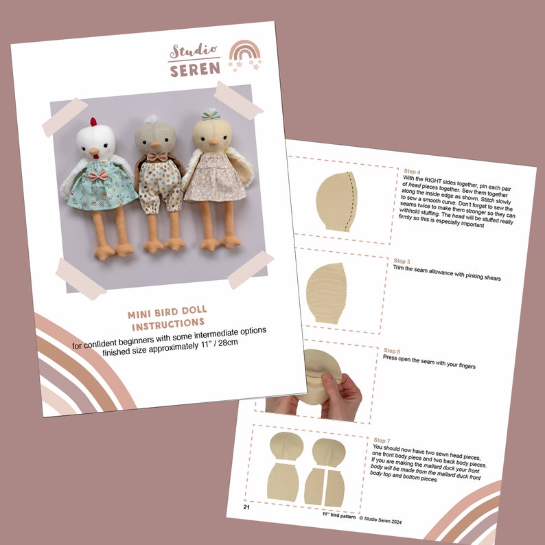 sample of instructions included with Studio Seren chick sewing pattern