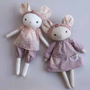 handmade mouse dolls made with studio seren mouse sewing pattern