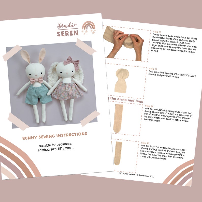 Studio Seren bunny sewing pattern instructions