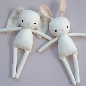 handmade bunnies made with studio seren sewing pattern