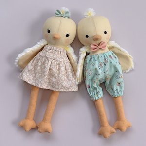 handmade Easter chick dolls made with Studio Seren Easter chick sewing pattern