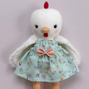 handmade chicken doll made with studio seren chicken sewing pattern
