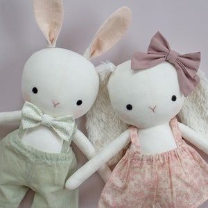 handmade bunnies made with studio seren sewing pattern