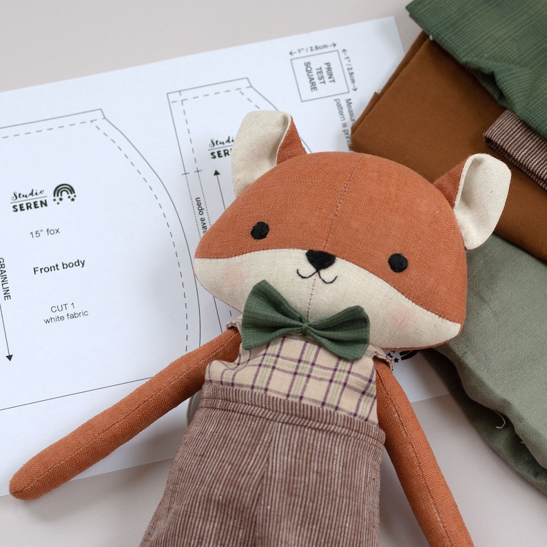 handmade fox doll made with Studio Seren fox sewing pattern
