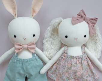 Bunny sewing pattern PDF - make 2 types of cloth bunny rabbit doll/stuffed animal toy for a baby shower gift/nursery decor - by Studio Seren