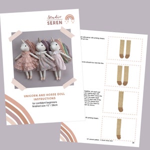 Unicorn sewing pattern PDF make a horse / unicorn doll / stuffed animal toy for unicorn gift / unicorn birthday by Studio Seren patterns image 10