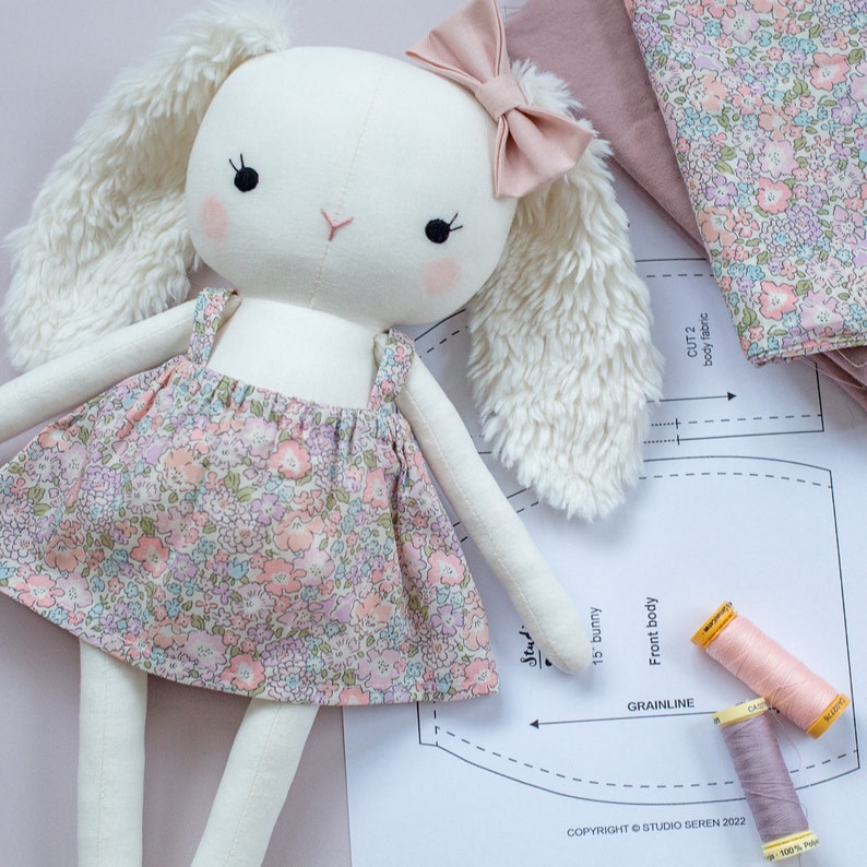 handmade bunny made with studio seren sewing pattern