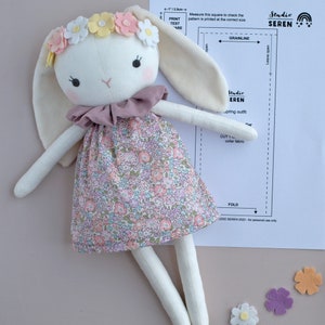 Doll dress pdf sewing pattern and tutorial DIY doll clothes, dress up doll for Studio Seren stuffed animal dolls image 6