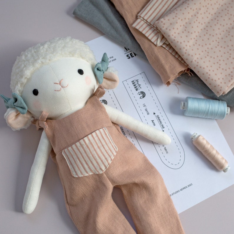 handmade lamb doll made with Studio Seren lamb sewing pattern