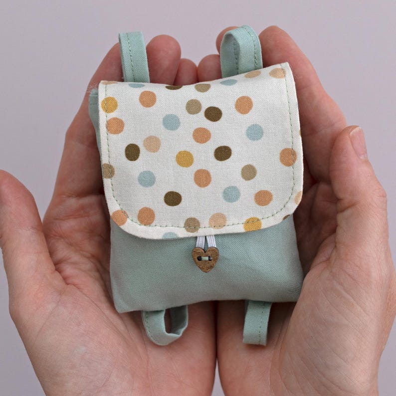 Doll backpack made with Studio Seren doll backpack sewing pattern