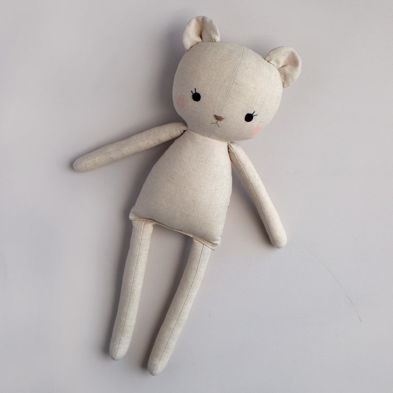 handmade bear doll made with studio seren teddy bear sewing pattern