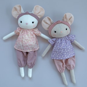 handmade mouse dolls made with studio seren mouse sewing pattern