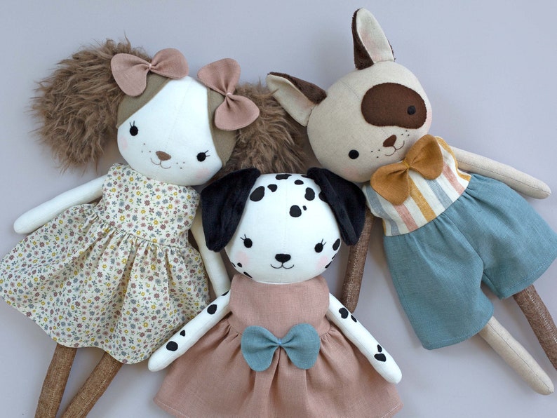 Dog Sewing Pattern PDF Make 3 Types of Cloth Puppy Dog Doll Etsy
