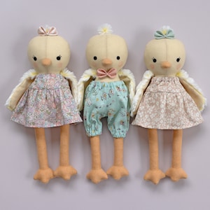 handmade Easter chick dolls made with Studio Seren Easter chick sewing pattern