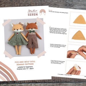 Fox Sowing Pattern Fox Sewing Pattern PDF - Make a Fox or Wolf Woodland Animal Cloth Doll ...