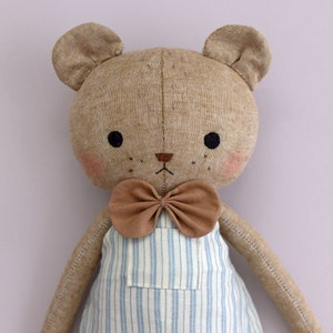 handmade bear doll made with studio seren teddy bear sewing pattern