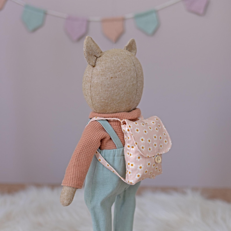 Mini doll backpack made with Studio Seren backpack sewing pattern