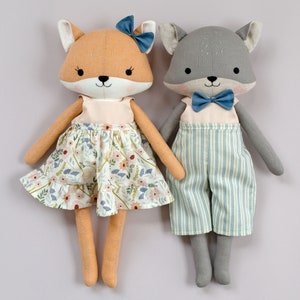 handmade fox dolls made with Studio Seren fox sewing pattern