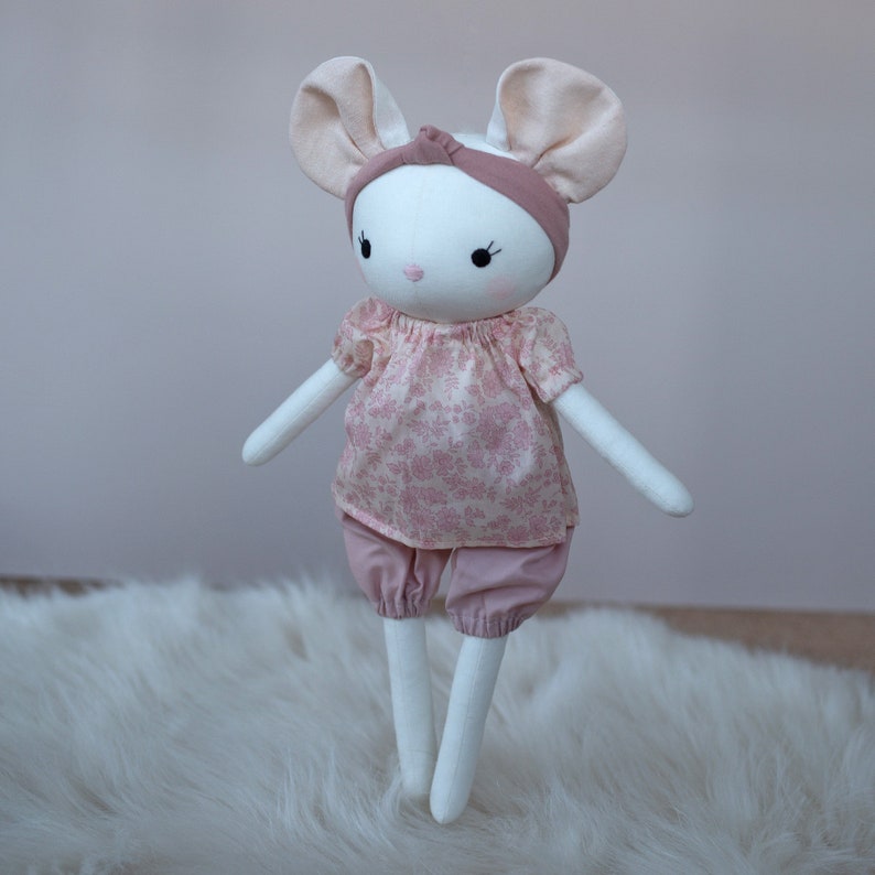 handmade mouse doll made with studio seren mouse sewing pattern