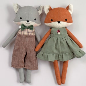 handmade fox dolls made with Studio Seren fox sewing pattern