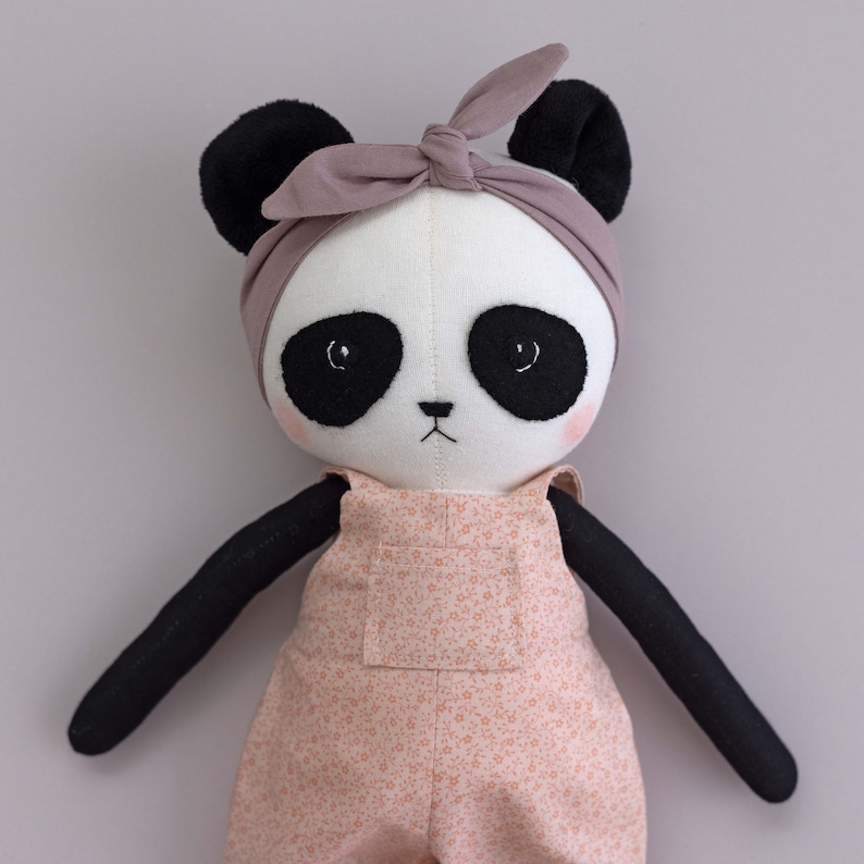 handmade panda bear doll made with studio seren teddy bear sewing pattern