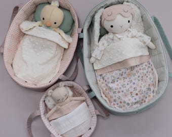 Doll bed pattern for Studio Seren stuffed animal doll – doll pdf sewing pattern to make a doll bassinet / doll carry cot / doll basket