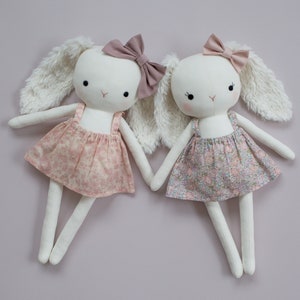 handmade bunnies made with studio seren sewing pattern