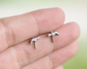 Sterling silver Hammer Earrings, Tool earrings, Cute earrings, Gift for her / SD194P