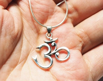 Ohm Charm Pendants Necklace Sterling silver Spiritual Ohm Aum Necklace Tibetan Necklace yoga gift / DP4