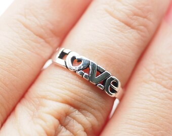 3-3US Sterling silver Love Letter Toe ring, Love Midi Ring, Summer Ring, Adjustable Little finger ring, Friendship jewelry / TO29