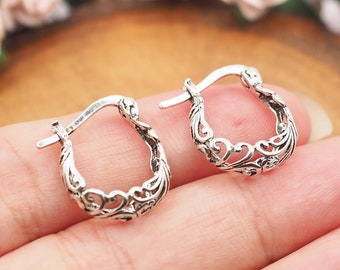 Créoles ethniques perforées, créoles Bali, créoles en argent sterling, créoles bohèmes, cadeau pour elle / FH49