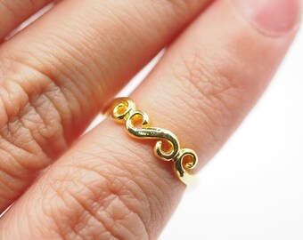 3US Minimal Gold Toe Ring, Adjustable Infinity Toe Ring, Gold Knuckle Ring, Spiral Midi Ring, Little finger ring, Ring for Woman / TO35