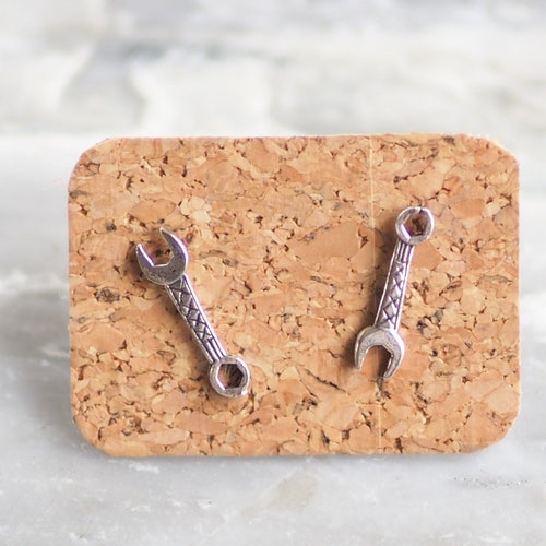 Sterling silver Wrench Earrings, Spanner Earrings, Tool earrings, Gift for her / SD335