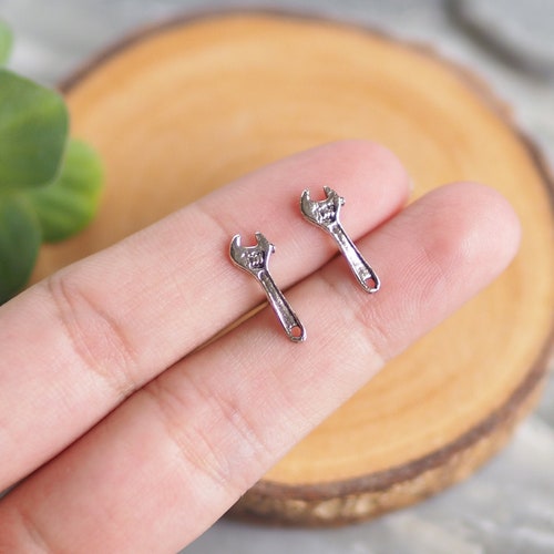 Sterling silver Wrench Earrings Tool earrings Gift for her / SD334